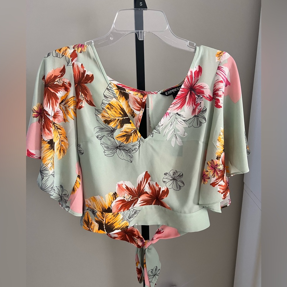 Express Floral Tie-Front Top